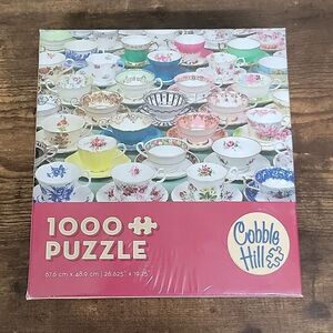 COBBLE HILL PUZZLE COMPANY TEA CUPS 1,000 PIECE JIGSAW PUZZLE - NEW!